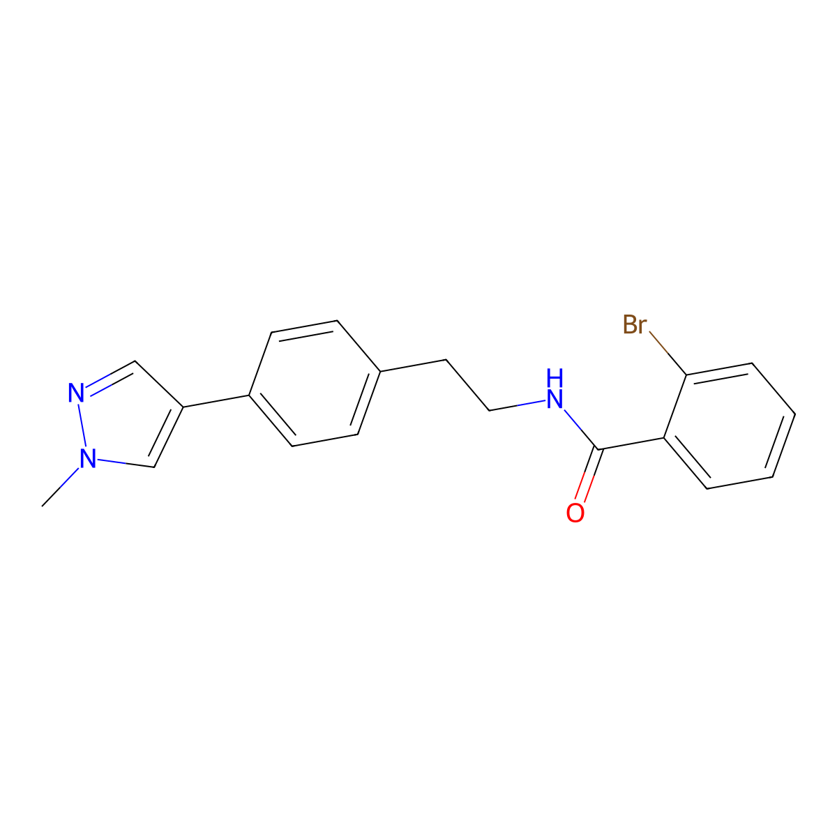 2-bromo-N-{2-[4-(1-methyl-1H-pyrazol-4-yl)phenyl]ethyl}benzamide molecular structure, CAS 1524889-79-9