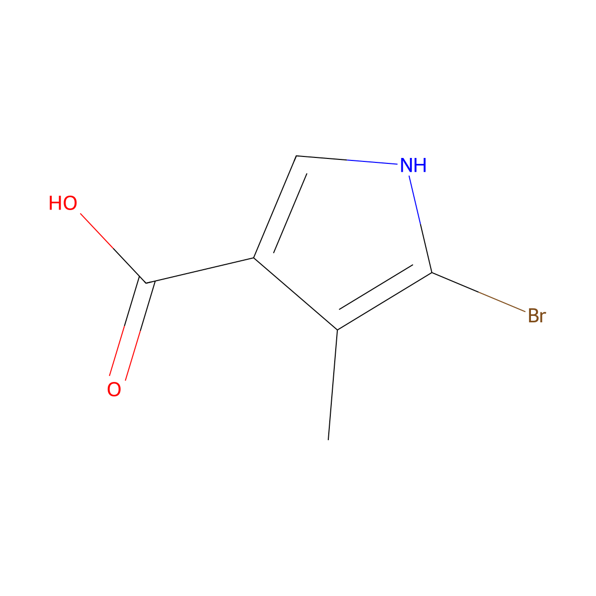 5-Bromo-4-methyl-1H-pyrrole-3-carboxylic acid molecular structure, CAS 1524910-30-2