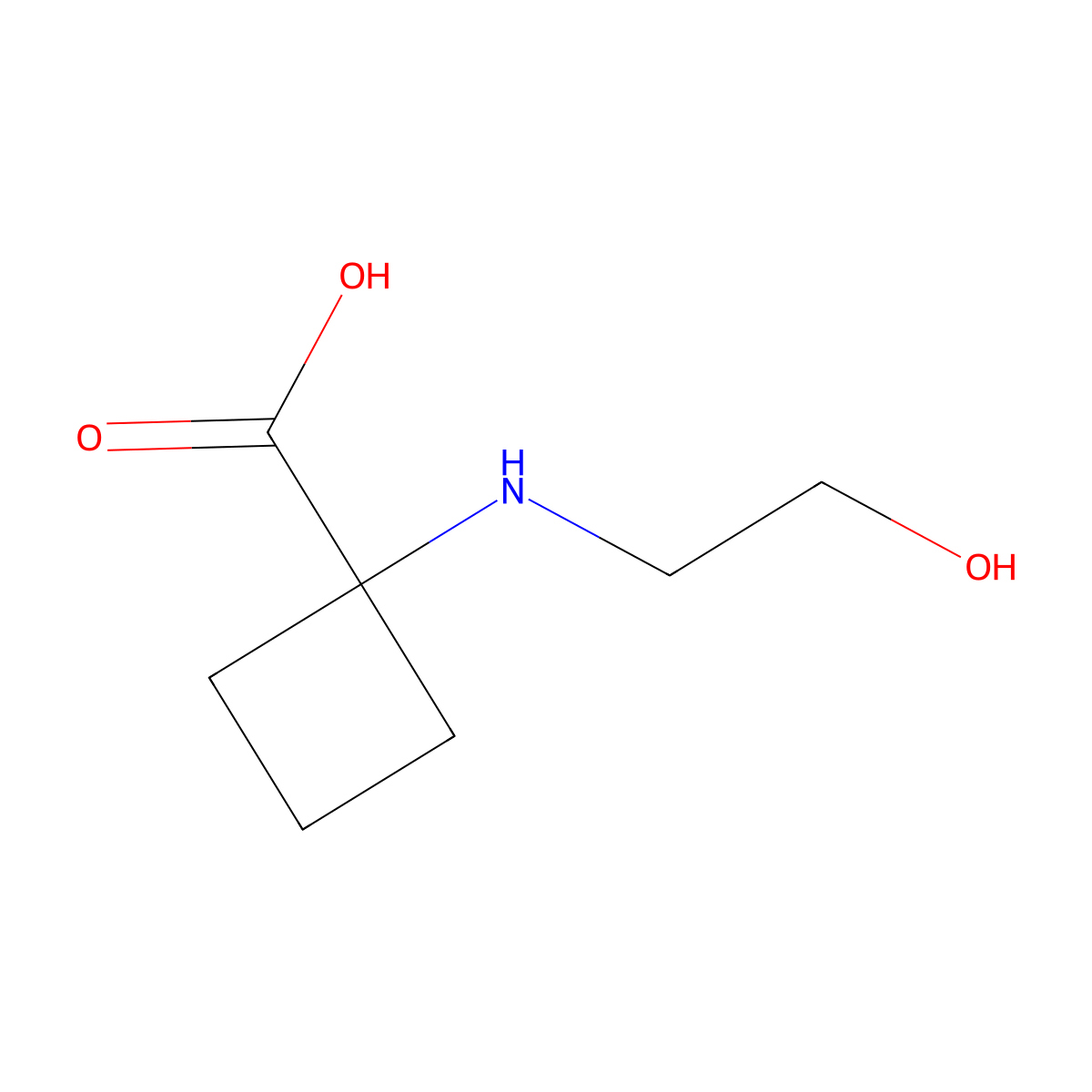 1-[(2-Hydroxyethyl)amino]cyclobutane-1-carboxylic acid molecular structure, CAS 1524928-07-1