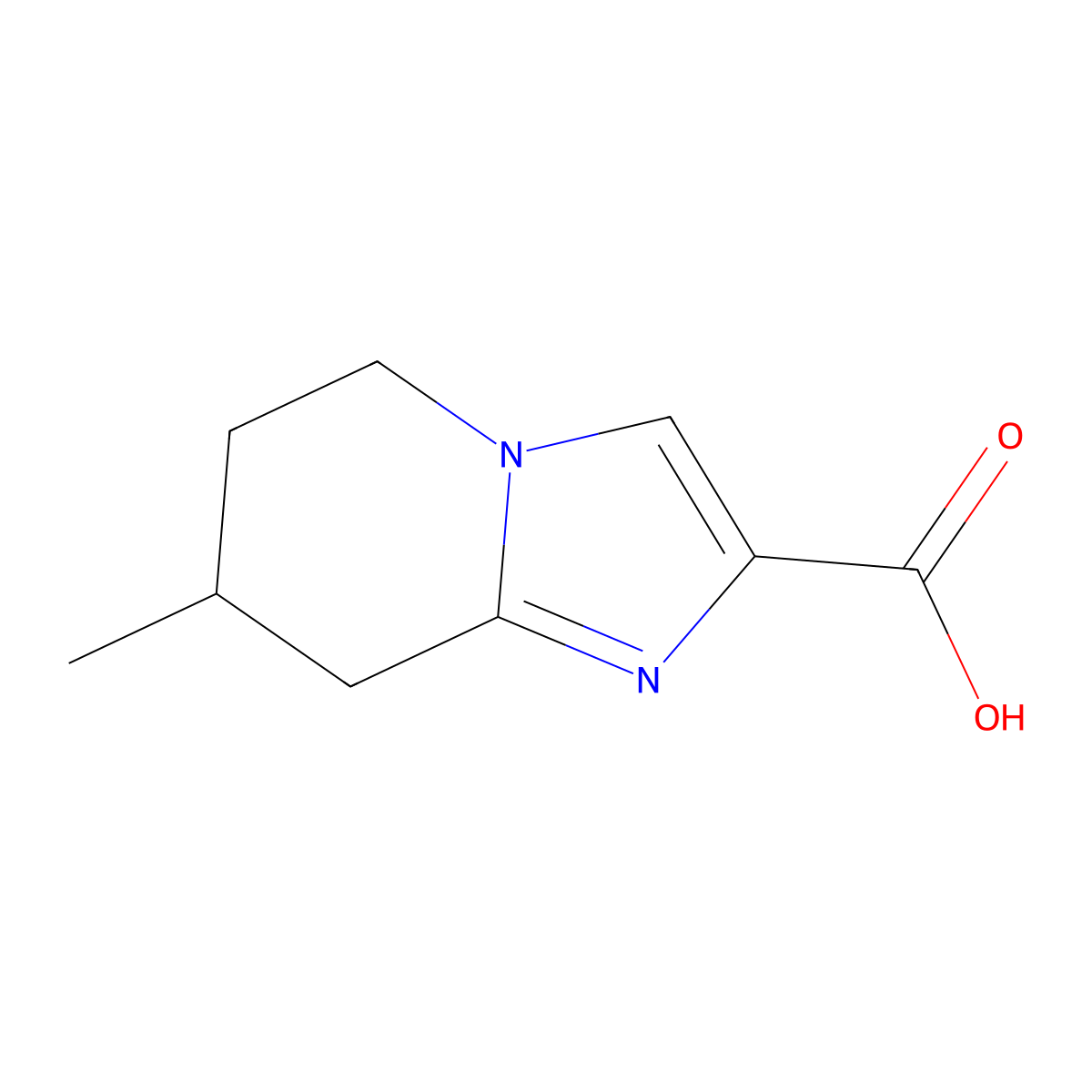 7-methyl-5H,6H,7H,8H-imidazo[1,2-a]pyridine-2-carboxylic acid molecular structure, CAS 1524963-84-5