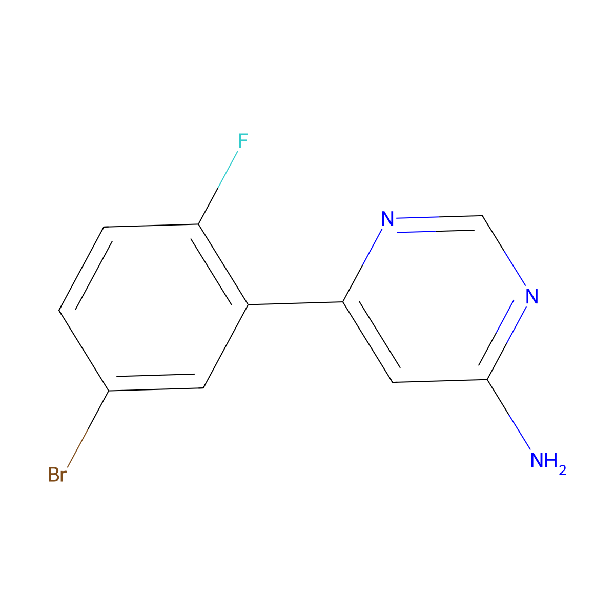 6-(5-Bromo-2-fluorophenyl)pyrimidin-4-amine molecular structure, CAS 1524970-99-7