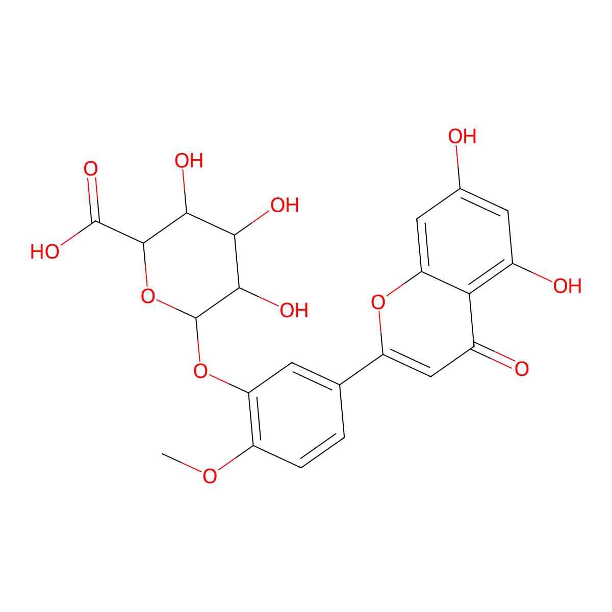 Diosmetin-3-O-glucuronide molecular structure, CAS 152503-50-9