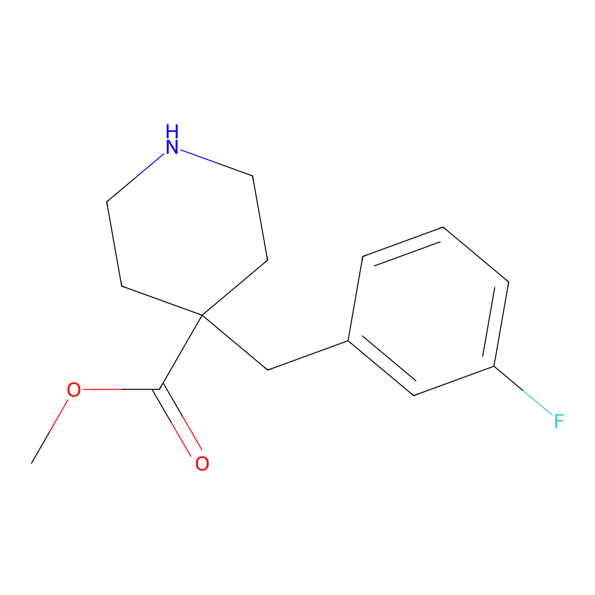Methyl 4-[(3-fluorophenyl)methyl]piperidine-4-carboxylate molecular structure, CAS 1525042-61-8