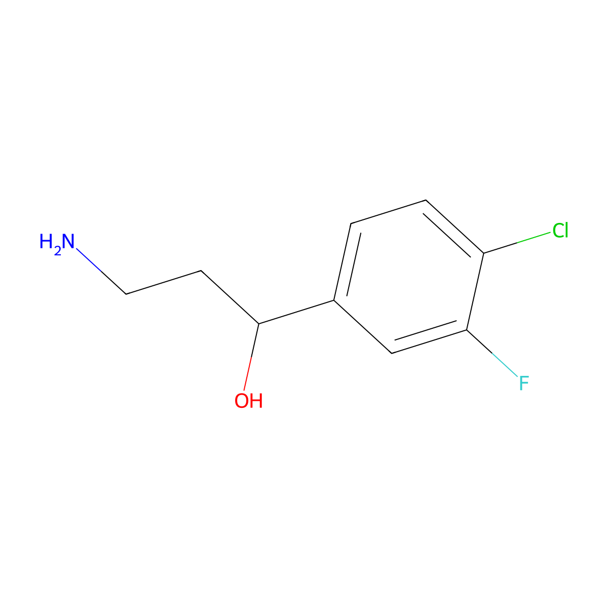 3-Amino-1-(4-chloro-3-fluorophenyl)propan-1-ol molecular structure, CAS 1525063-43-7