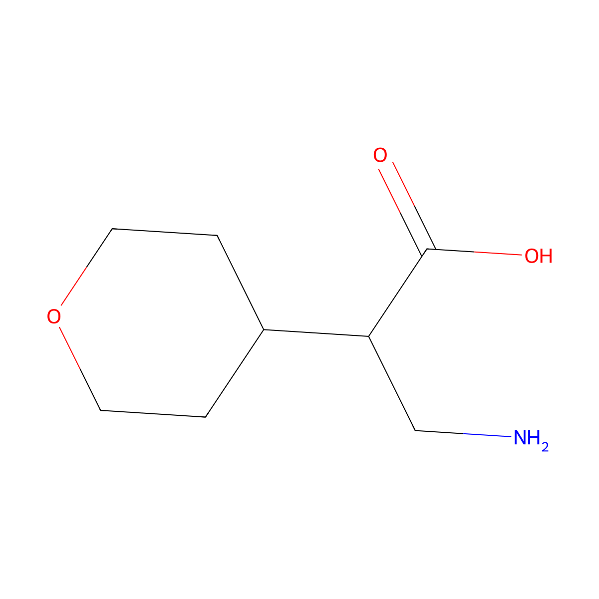 3-Amino-2-(oxan-4-yl)propanoic acid molecular structure, CAS 1525081-33-7