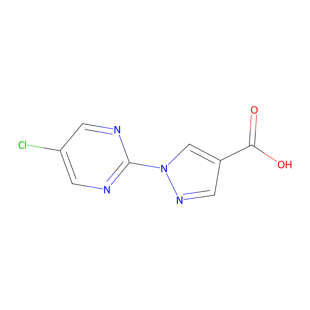 1H-Pyrazole-4-carboxylic acid, 1-(5-chloro-2-pyrimidinyl)- molecular structure, CAS 1525084-22-3