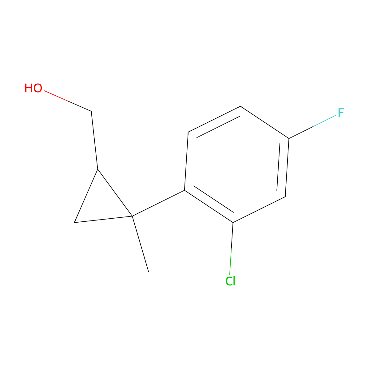 [2-(2-chloro-4-fluorophenyl)-2-methylcyclopropyl]methanol, Mixture of diastereomers molecular structure, CAS 1525098-42-3