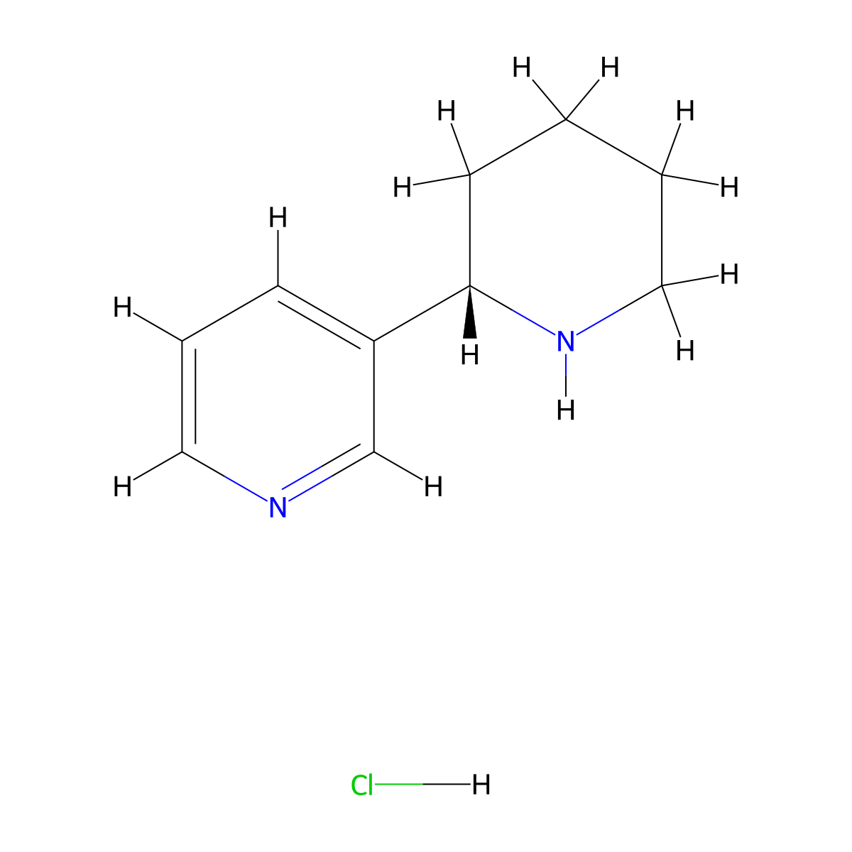 Anabasine hydrochloride molecular structure, CAS 15251-47-5