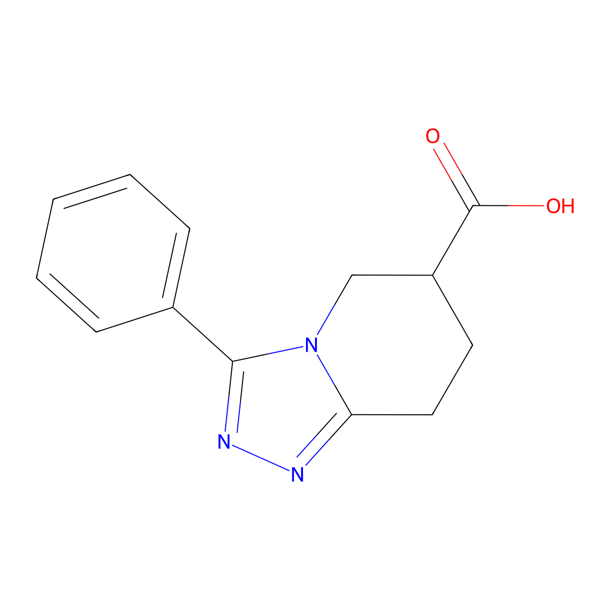 3-phenyl-5H,6H,7H,8H-(1,2,4)triazolo(4,3-a)pyridine-6-carboxylic acid molecular structure, CAS 1525159-29-8