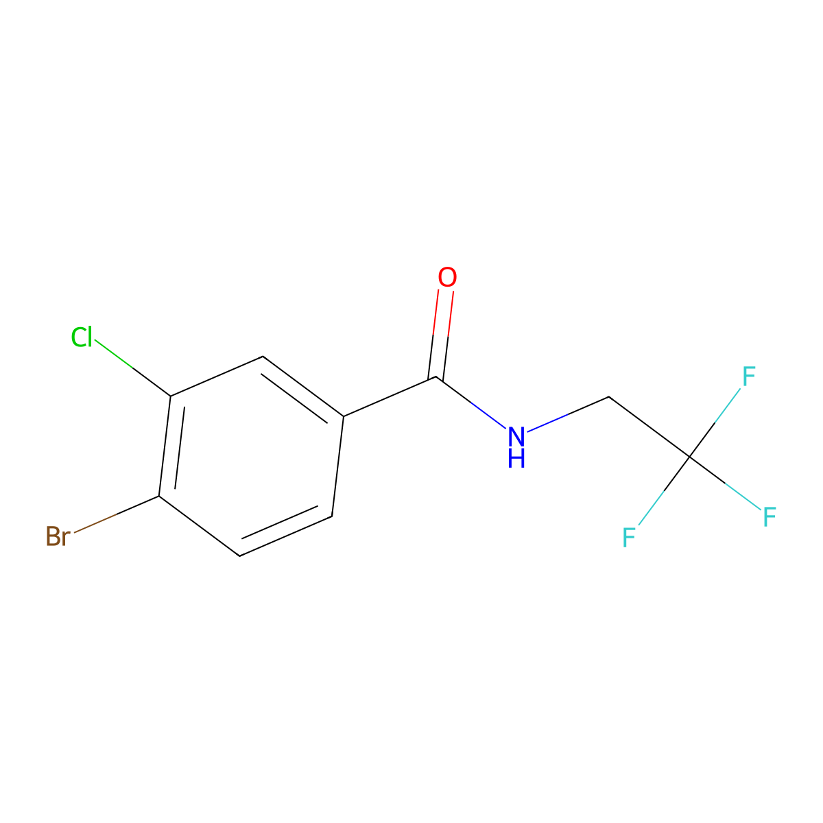 4-Bromo-3-chloro-N-(2,2,2-trifluoroethyl)benzamide molecular structure, CAS 1525178-20-4