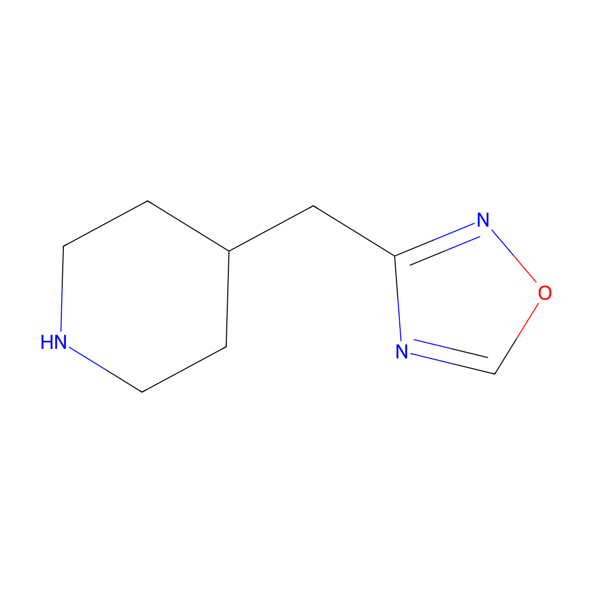 4-[(1,2,4-Oxadiazol-3-yl)methyl]piperidine molecular structure, CAS 1525235-92-0