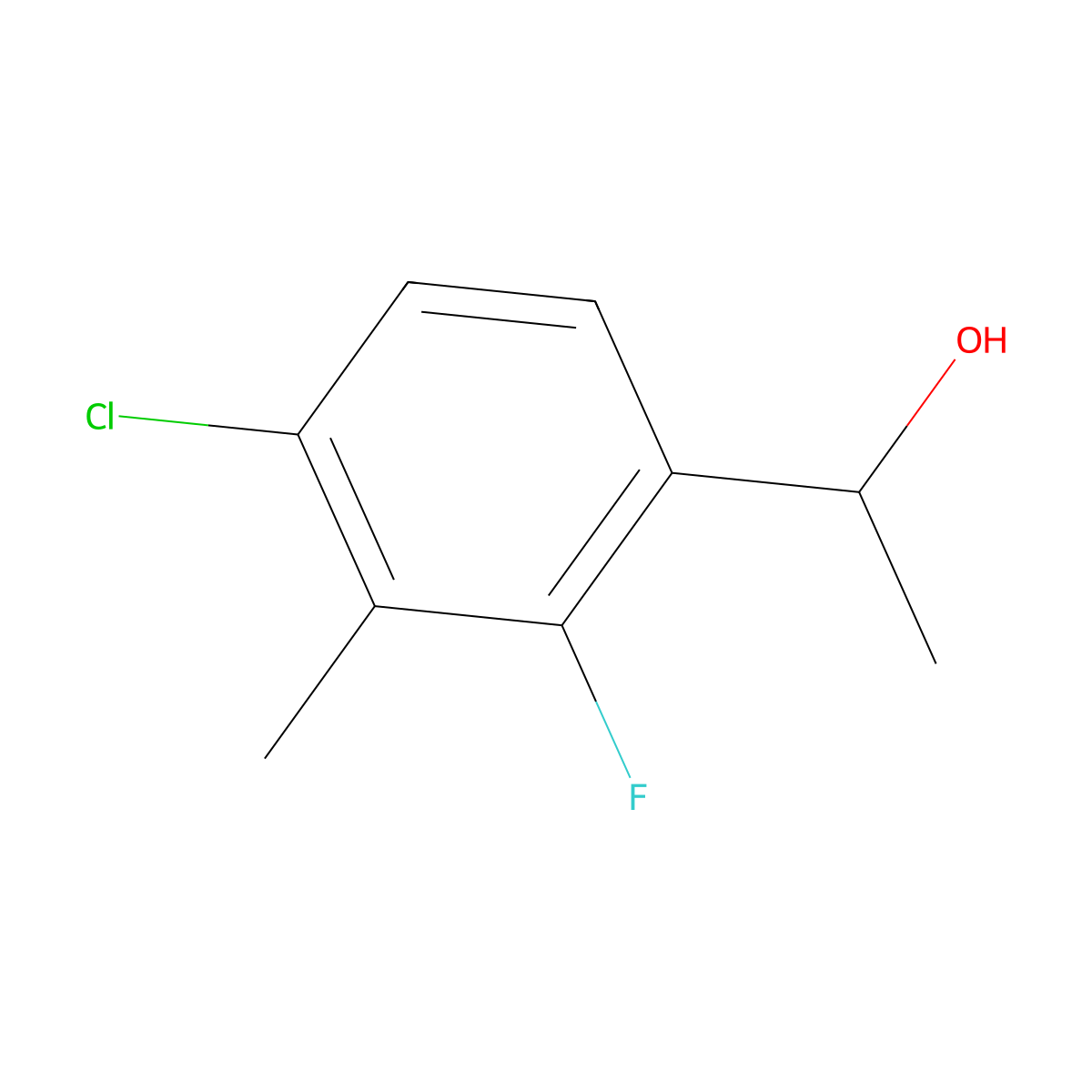 4-Chloro-2-fluoro-alpha,3-dimethylbenZenemethanol molecular structure, CAS 1525280-56-1