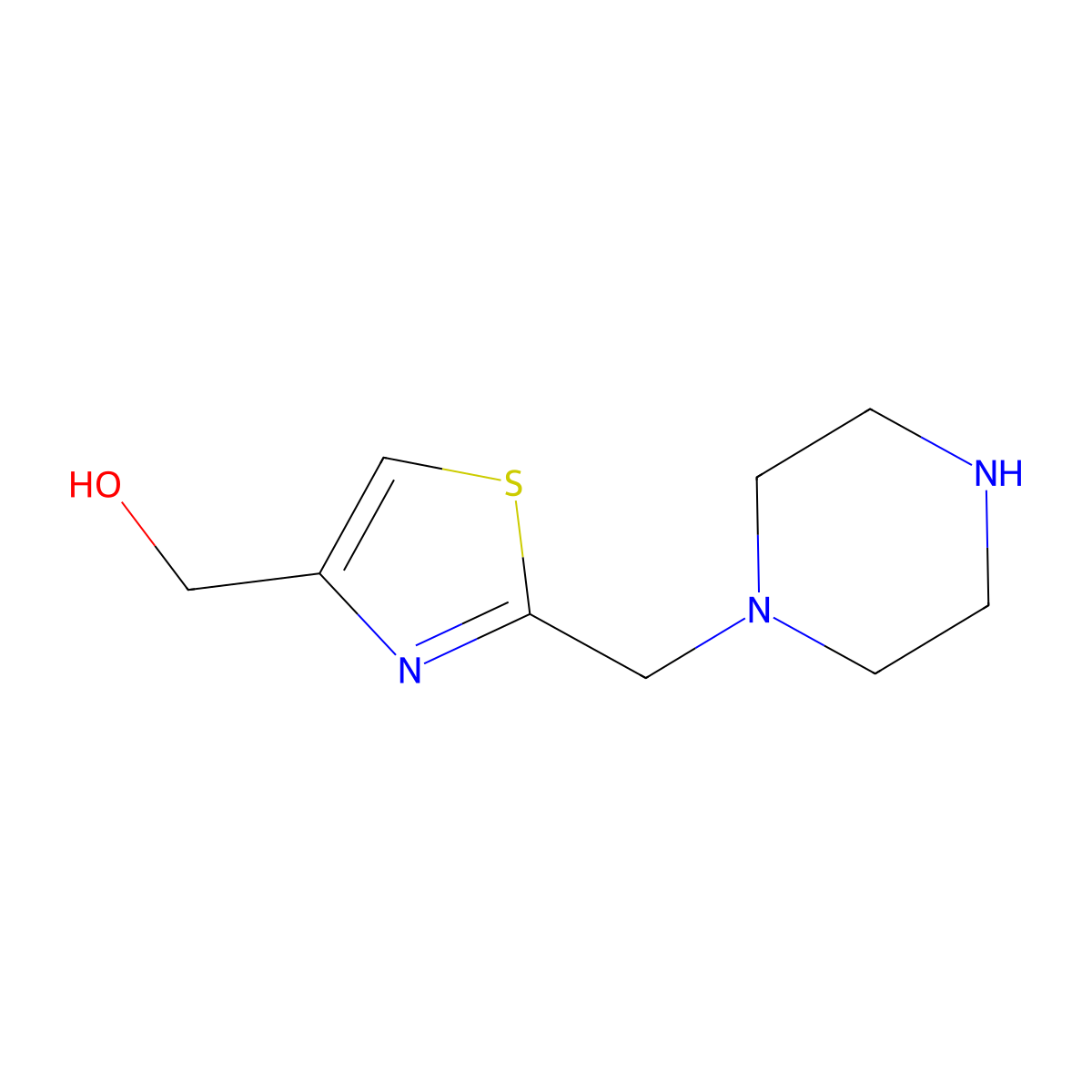 {2-[(Piperazin-1-yl)methyl]-1,3-thiazol-4-yl}methanol molecular structure, CAS 1525284-90-5
