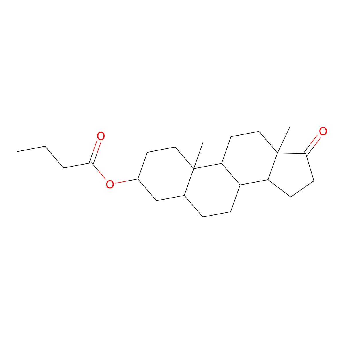 (3S,5S,8R,9S,10S,13S,14S)-10,13-dimethyl-17-oxohexadecahydro-1H-cyclopenta[a]phenanthren-3-yl butyrate molecular structure, CAS 15253-56-2
