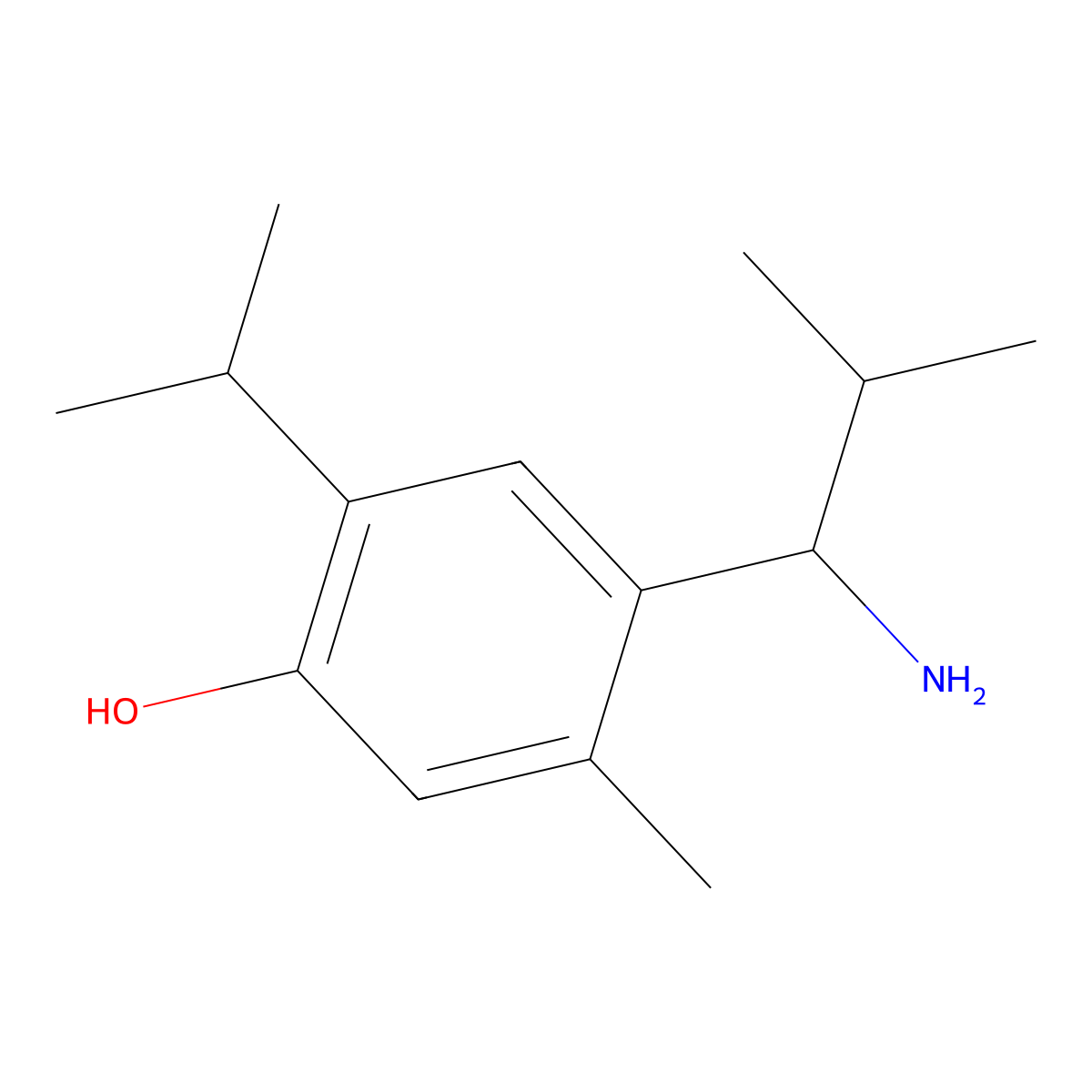 4-(1-Amino-2-methylpropyl)-5-methyl-2-(propan-2-yl)phenol molecular structure, CAS 1525301-34-1
