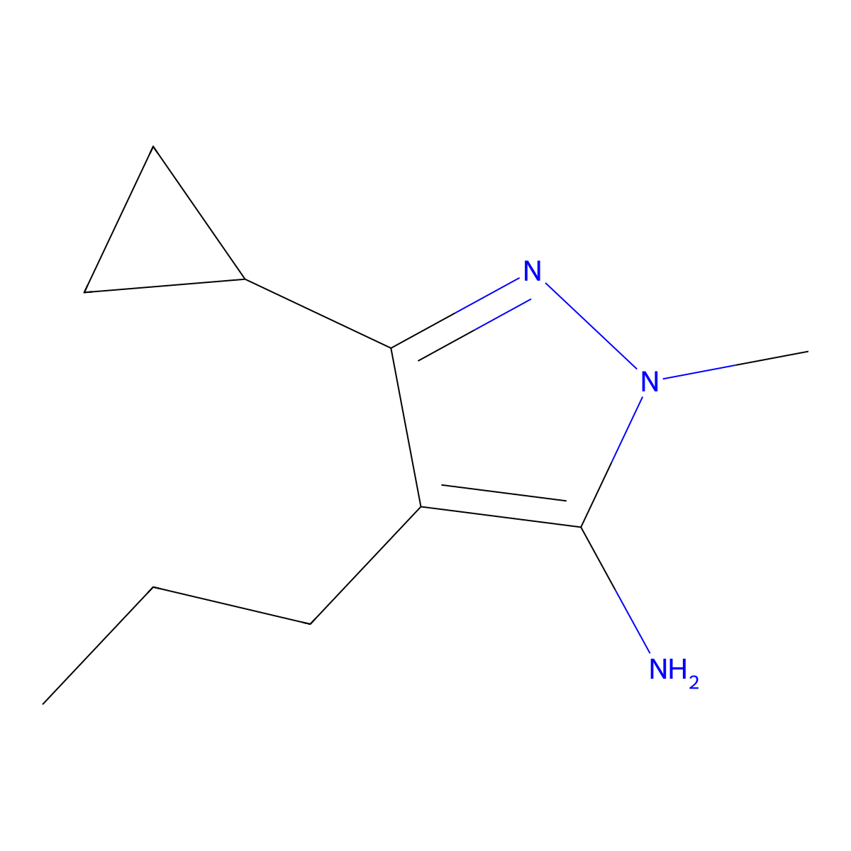 3-cyclopropyl-1-methyl-4-propyl-1H-pyrazol-5-amine molecular structure, CAS 1525301-79-4