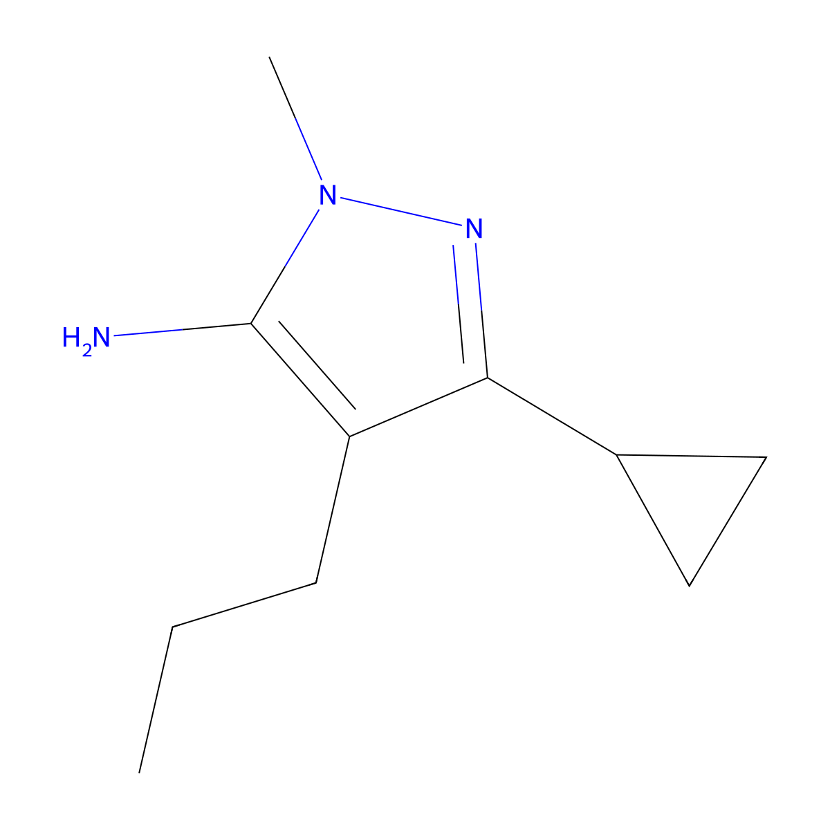 3-cyclopropyl-1-methyl-4-propyl-1H-pyrazol-5-amine molecular structure, CAS 1525301-79-4