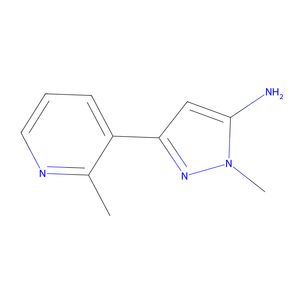 1-Methyl-3-(2-methylpyridin-3-yl)-1H-pyrazol-5-amine molecular structure, CAS 1525331-37-6
