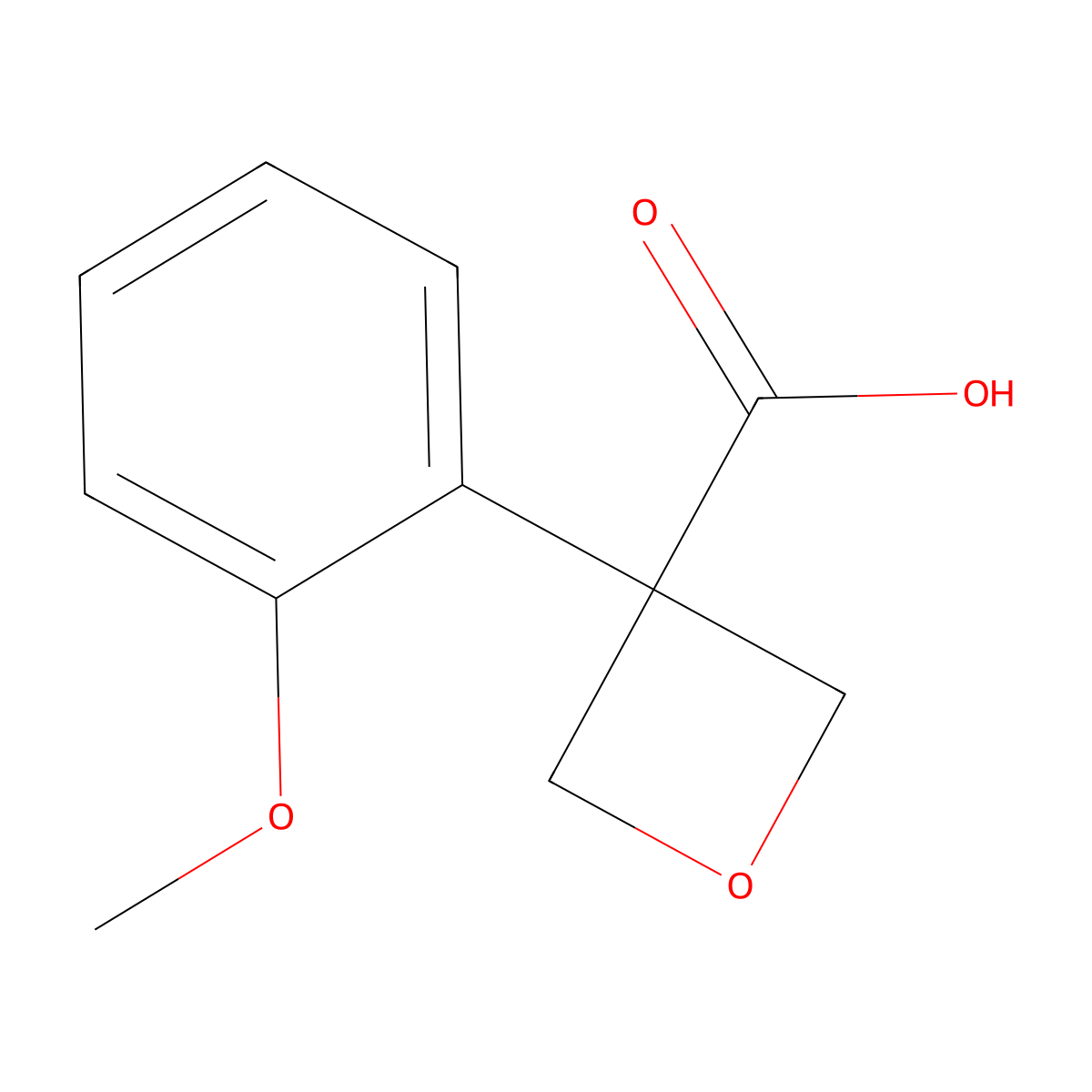 3-(2-Methoxyphenyl)oxetane-3-carboxylic acid molecular structure, CAS 1525352-21-9
