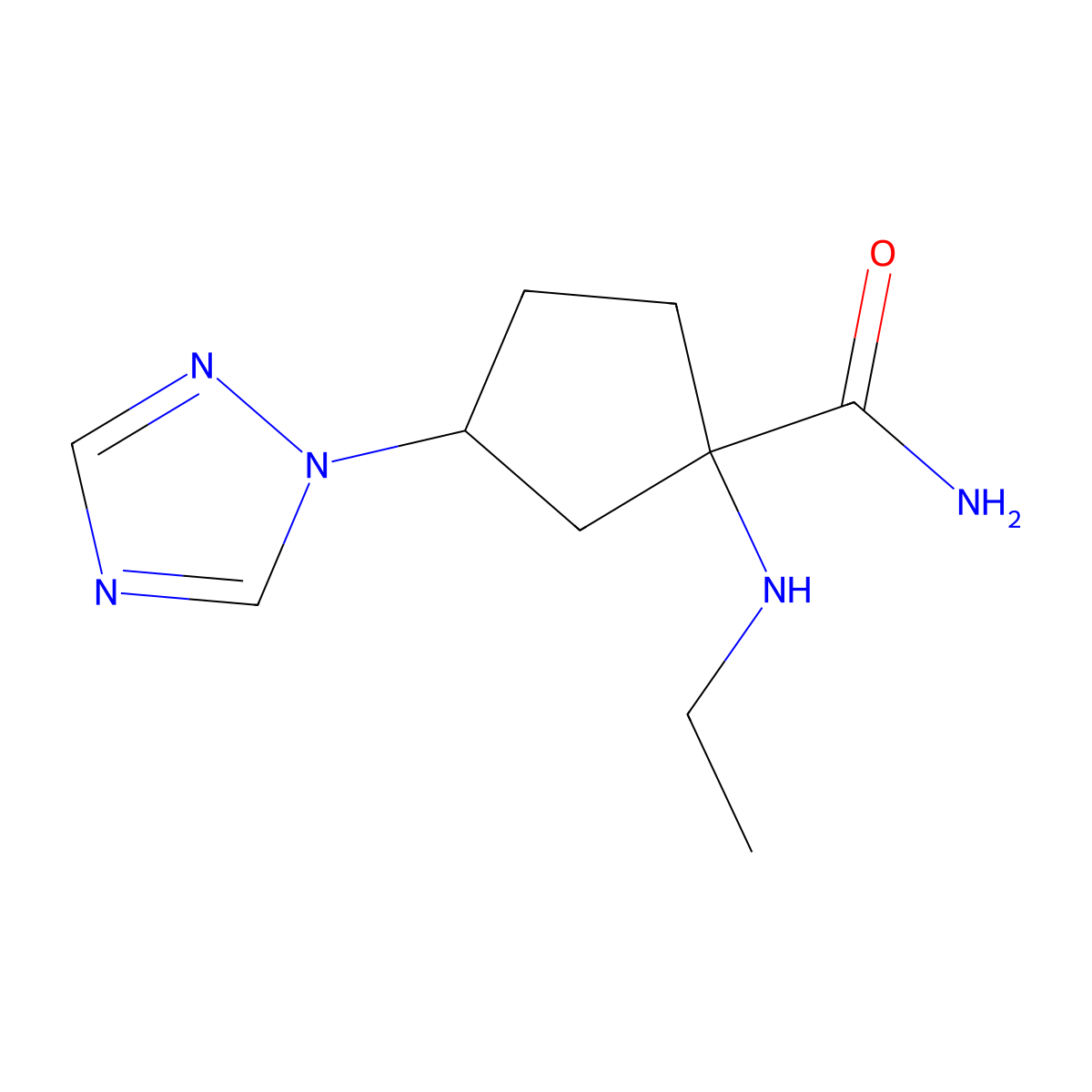 1-(Ethylamino)-3-(1h-1,2,4-triazol-1-yl)cyclopentane-1-carboxamide molecular structure, CAS 1525359-70-9