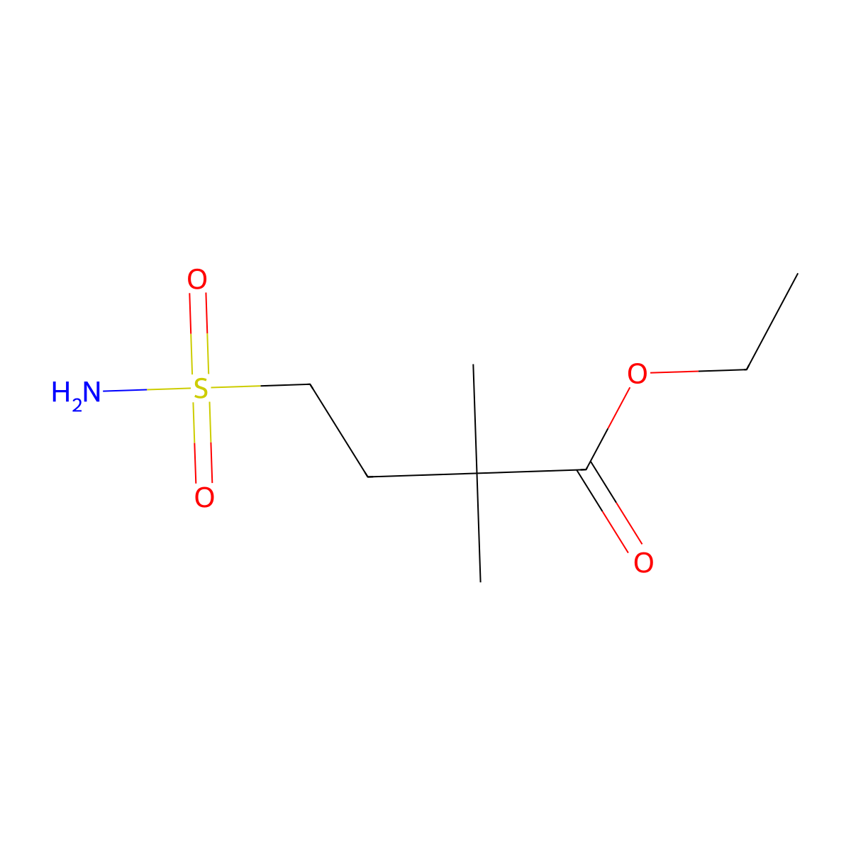 Ethyl 2,2-dimethyl-4-sulfamoylbutanoate molecular structure, CAS 152537-16-1