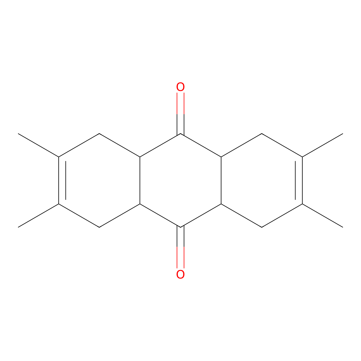 2,3,6,7-Tetramethyl-1,4,4A,5,8,8A,9A,10A-octahydro-anthraquinone molecular structure, CAS 15254-26-9