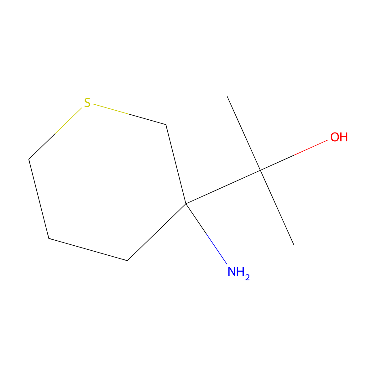 2-(3-Aminothian-3-yl)propan-2-ol molecular structure, CAS 1525411-30-6