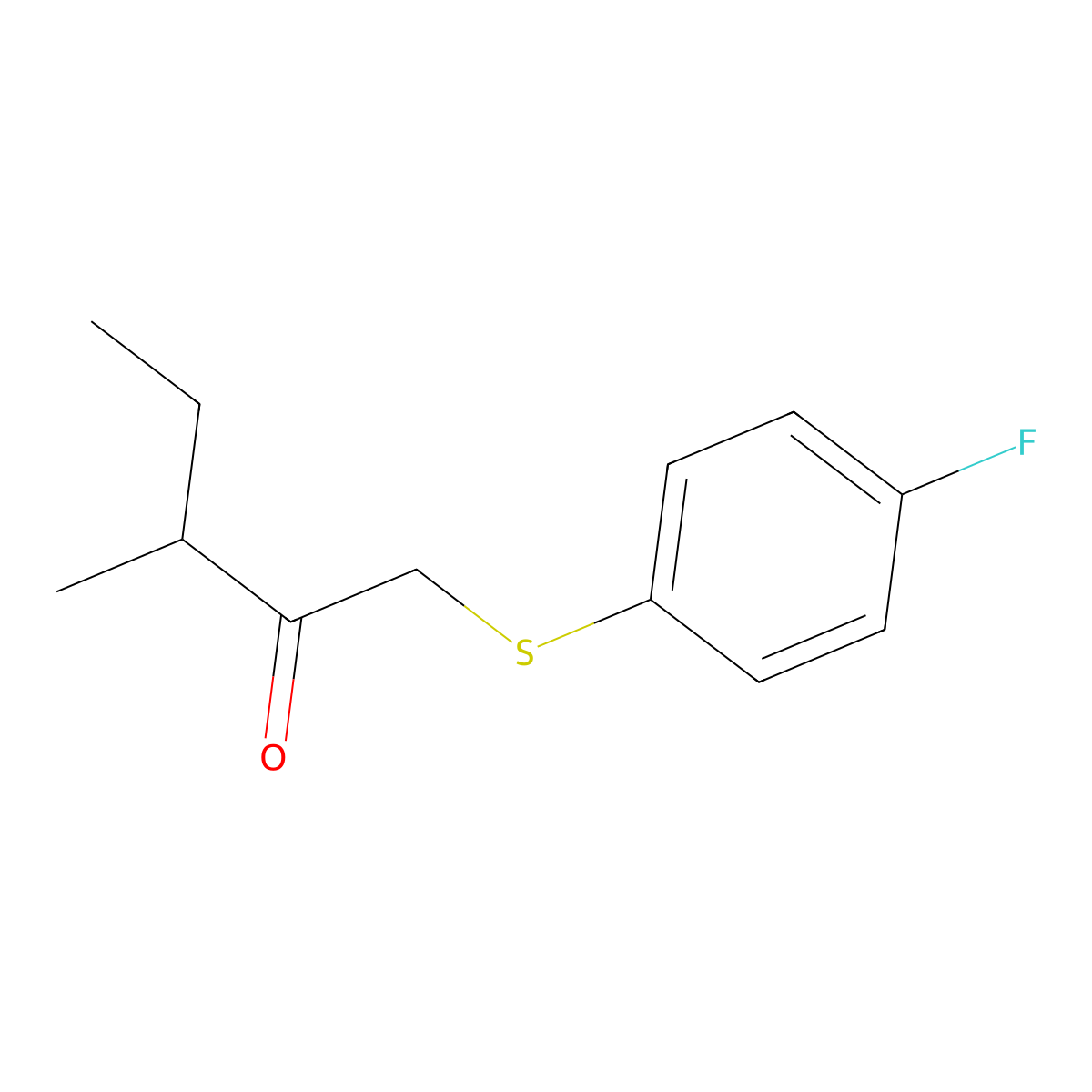 1-((4-Fluorophenyl)thio)-3-methylpentan-2-one molecular structure, CAS 1525412-38-7