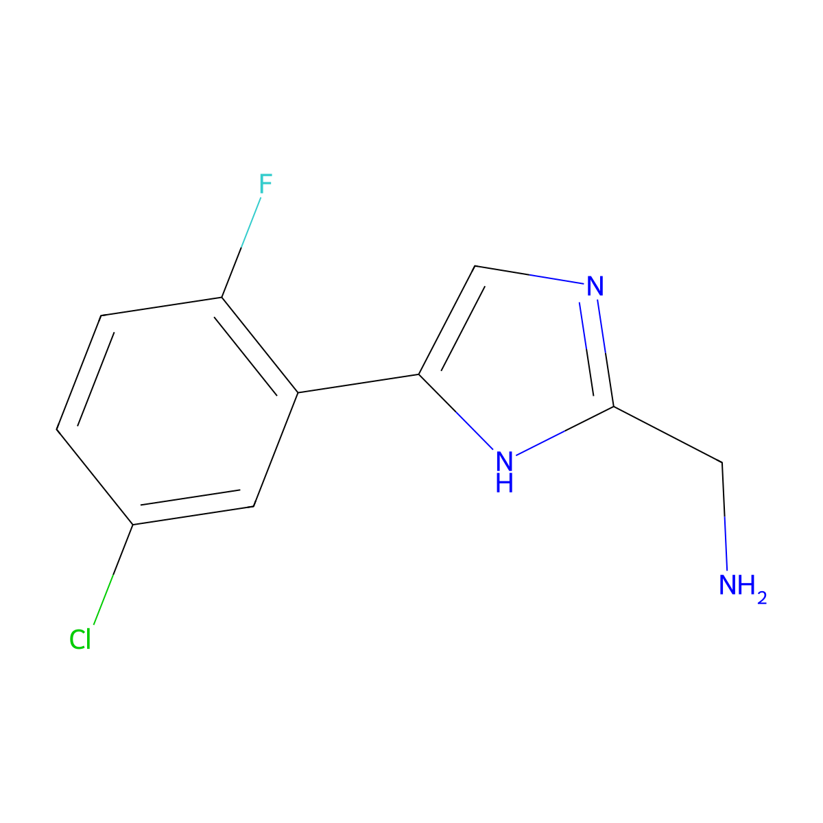 (5-(5-chloro-2-fluorophenyl)-1H-imidazol-2-yl)methanamine molecular structure, CAS 1525416-67-4