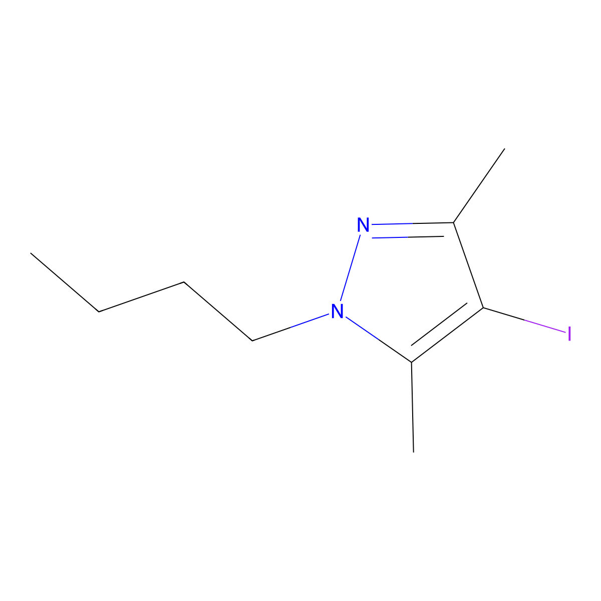 1-Butyl-4-iodo-3,5-dimethyl-1H-pyrazole molecular structure, CAS 1525416-94-7