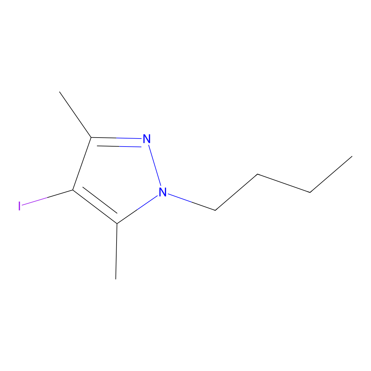 1-Butyl-4-iodo-3,5-dimethyl-1H-pyrazole molecular structure, CAS 1525416-94-7
