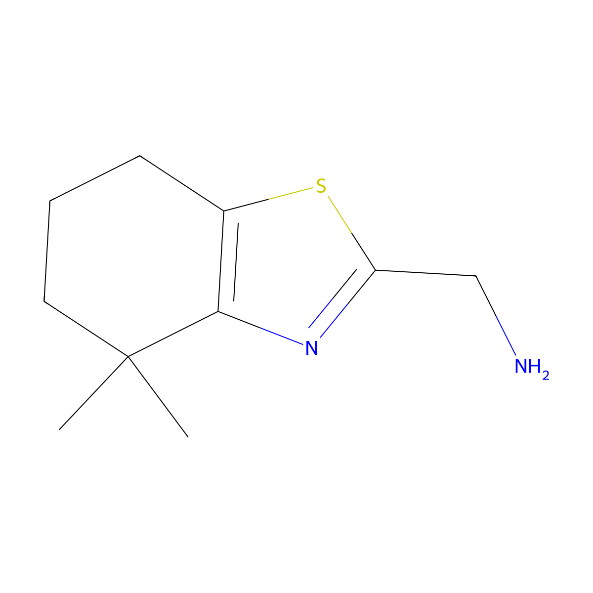 (4,4-Dimethyl-4,5,6,7-tetrahydrobenzo[d]thiazol-2-yl)methanamine molecular structure, CAS 1525424-33-2