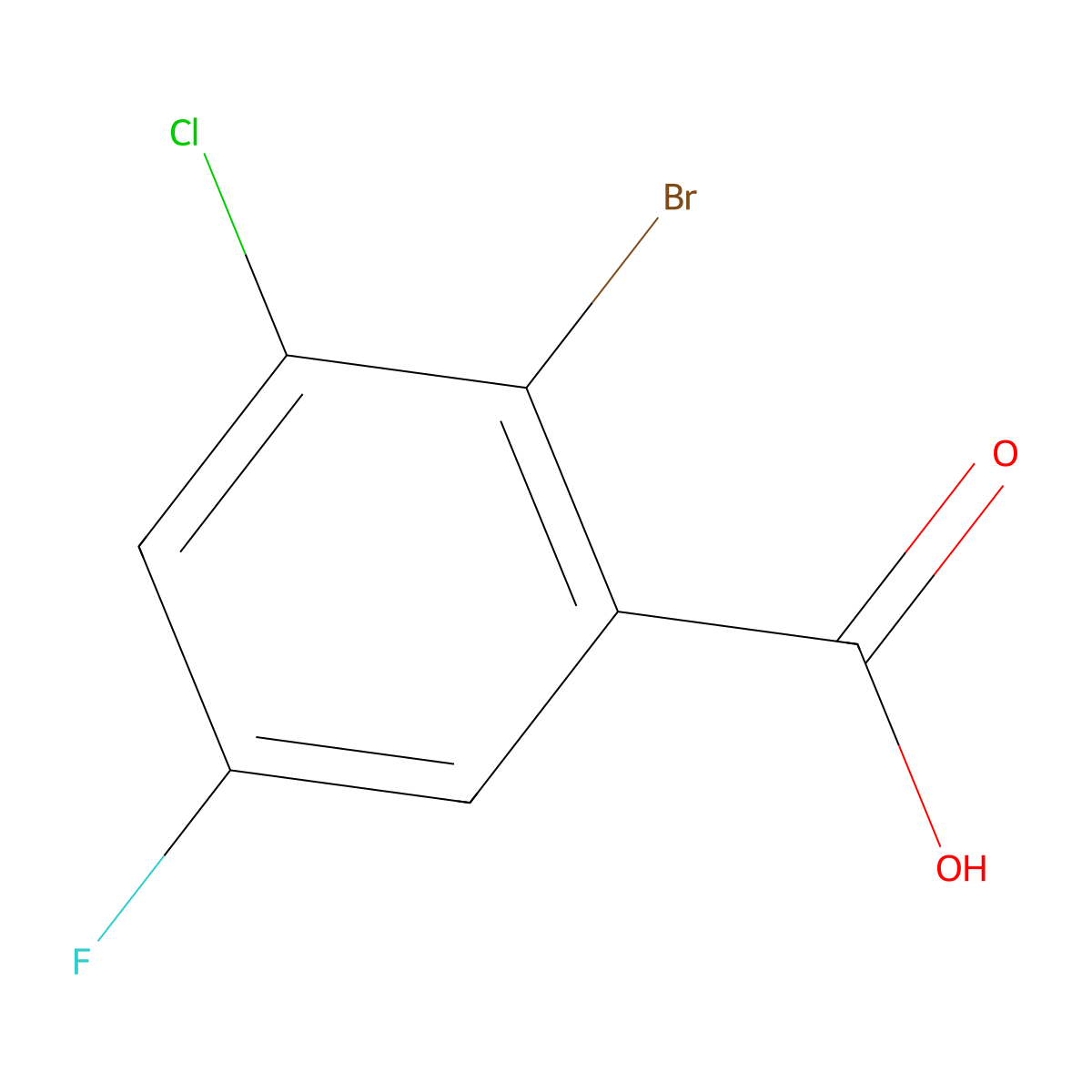 2-Bromo-3-chloro-5-fluorobenzoic acid molecular structure, CAS 1525442-25-4