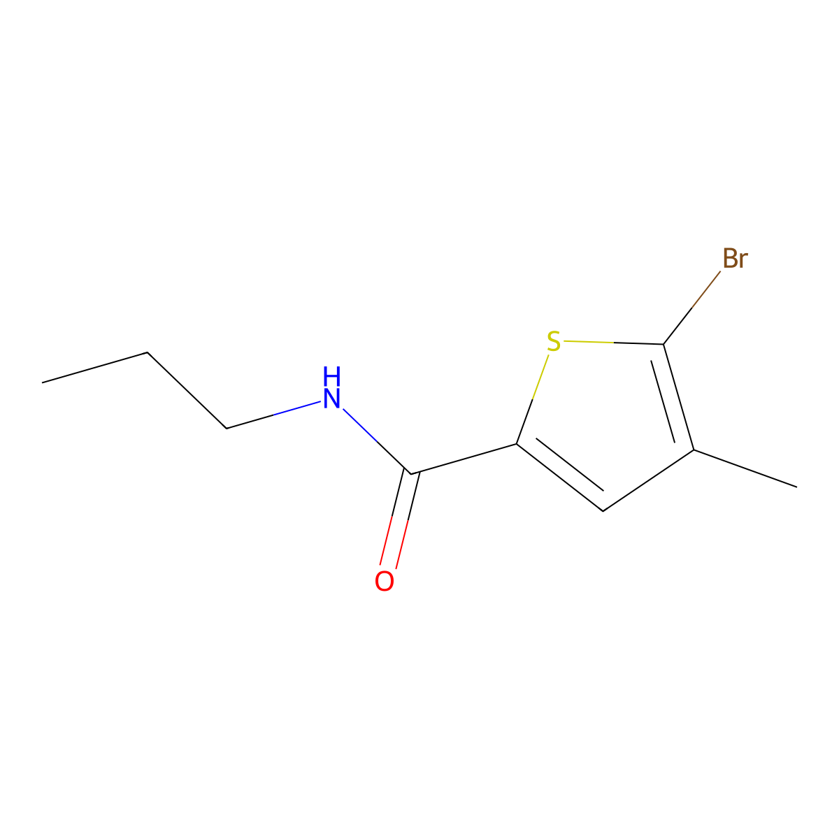 5-bromo-4-methyl-N-propylthiophene-2-carboxamide molecular structure, CAS 1525450-33-2