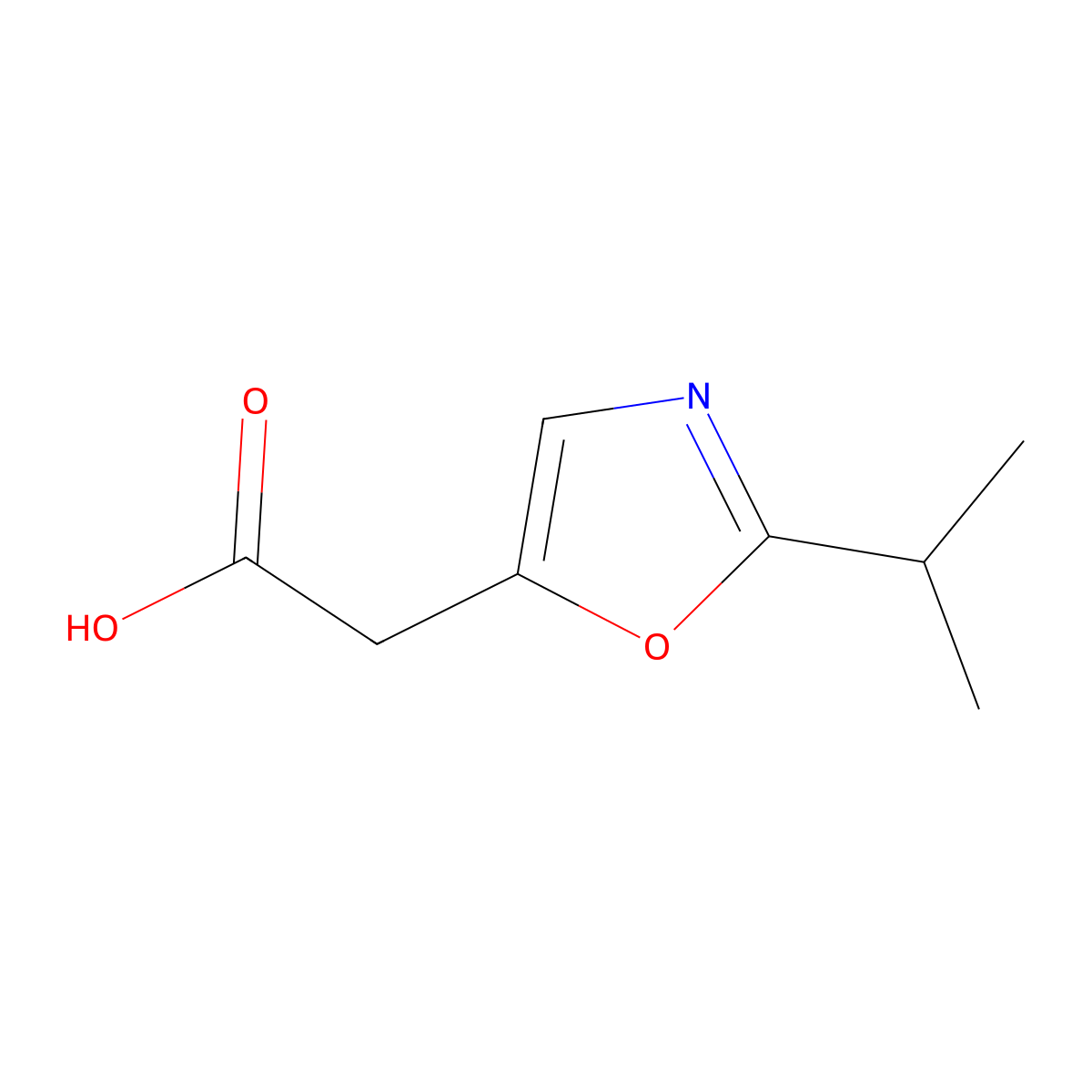 2-[2-(Propan-2-yl)-1,3-oxazol-5-yl]acetic acid molecular structure, CAS 1525481-63-3