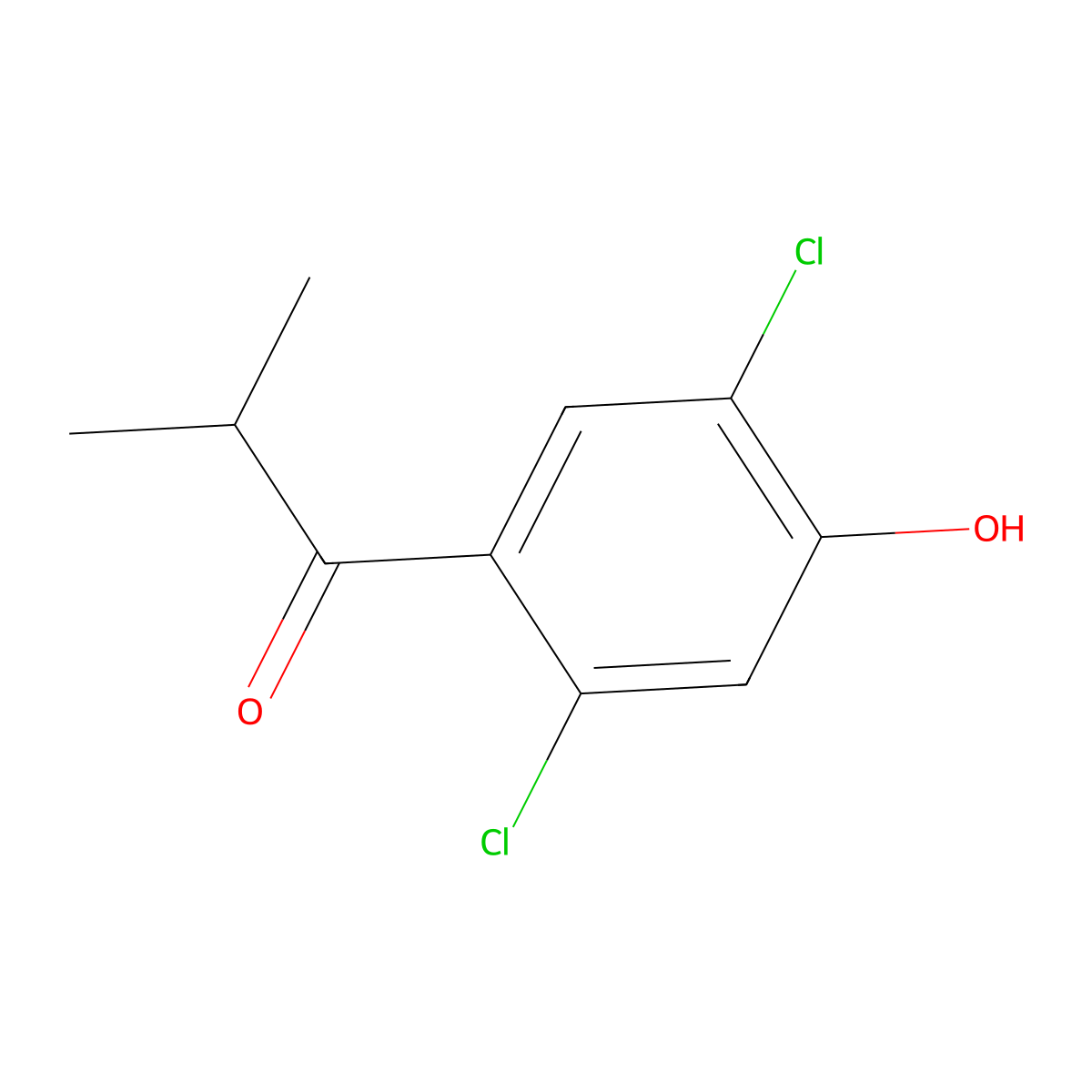 1-(2,5-Dichloro-4-hydroxyphenyl)-2-methylpropan-1-one molecular structure, CAS 1525485-66-8