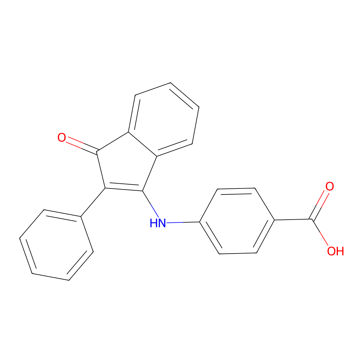 4-[(3-Oxo-2-phenylinden-1-yl)amino]benzoic acid molecular structure, CAS 15255-67-1