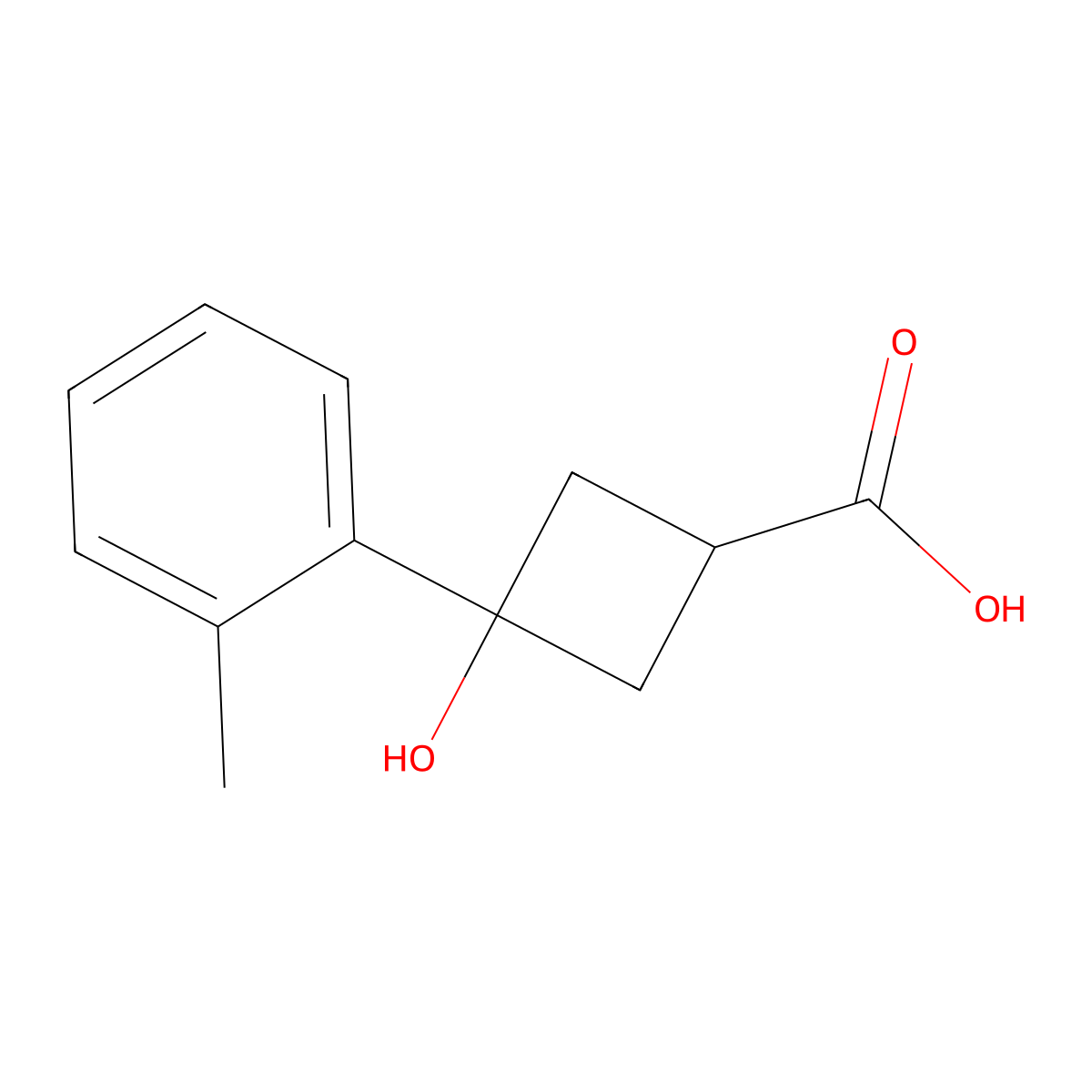 3-Hydroxy-3-(2-methylphenyl)cyclobutanecarboxylic acid molecular structure, CAS 1525515-09-6