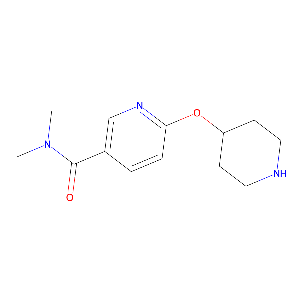 N,N-dimethyl-6-(piperidin-4-yloxy)pyridine-3-carboxamide molecular structure, CAS 1525521-43-0