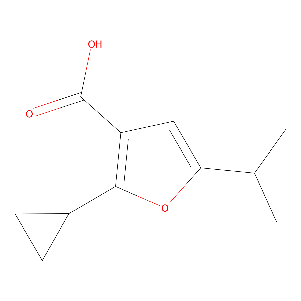 2-Cyclopropyl-5-(propan-2-yl)furan-3-carboxylic acid molecular structure, CAS 1525550-90-6