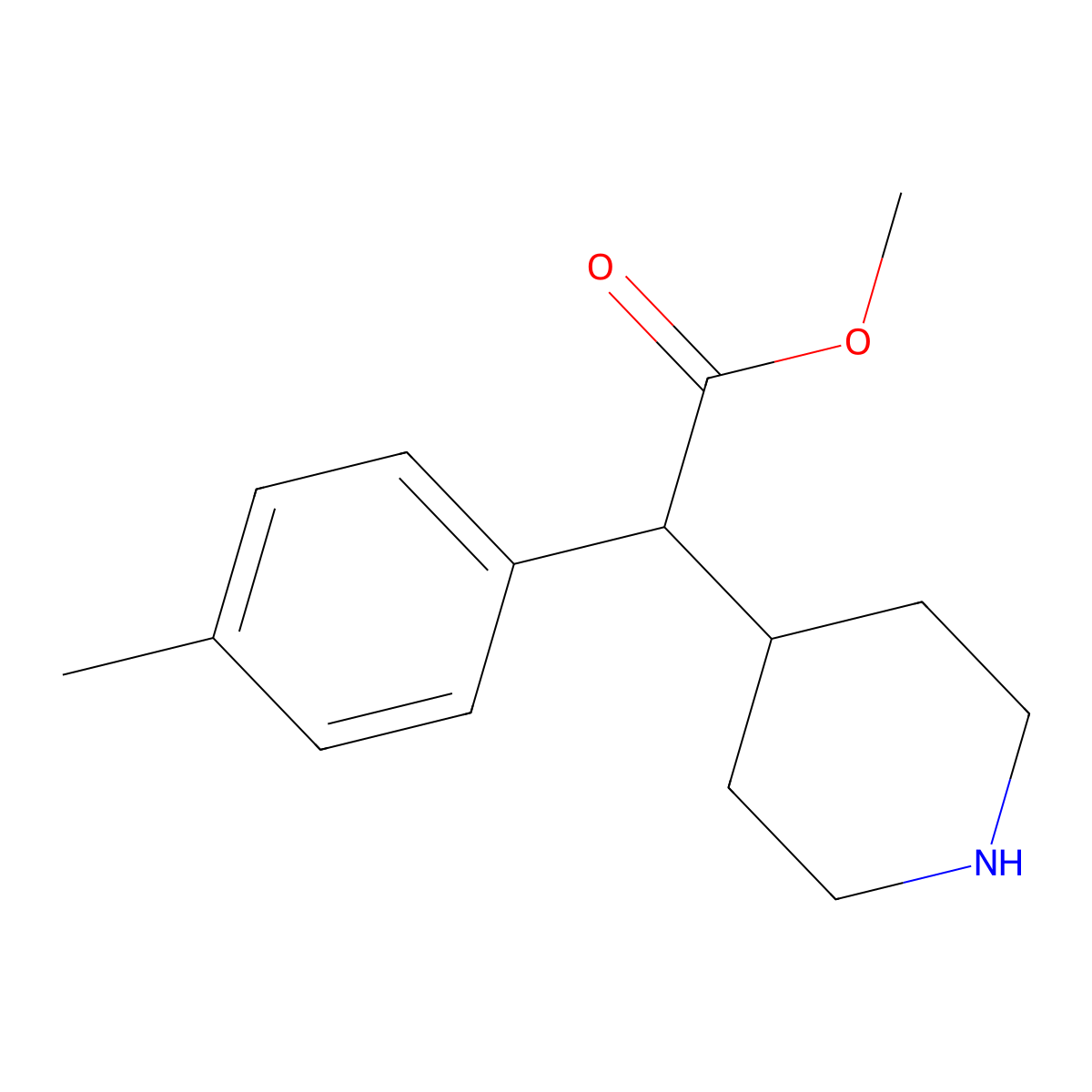 Methyl 2-(4-methylphenyl)-2-(piperidin-4-yl)acetate molecular structure, CAS 1525551-95-4