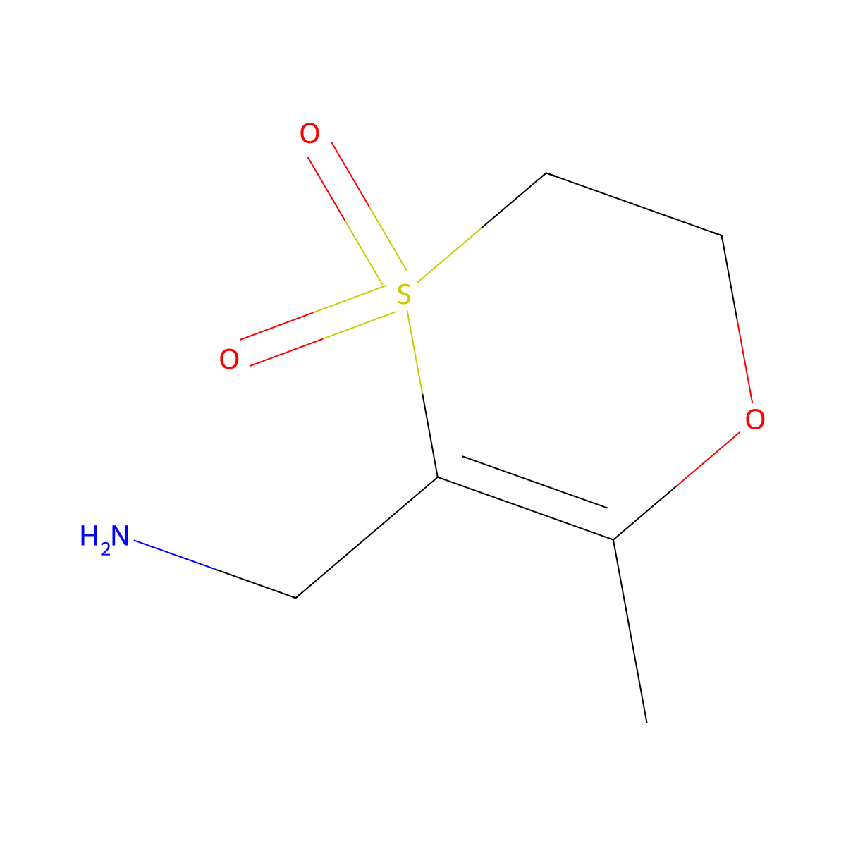 5-(Aminomethyl)-6-methyl-2,3-dihydro-1,4lambda6-oxathiine-4,4-dione molecular structure, CAS 1525562-99-5