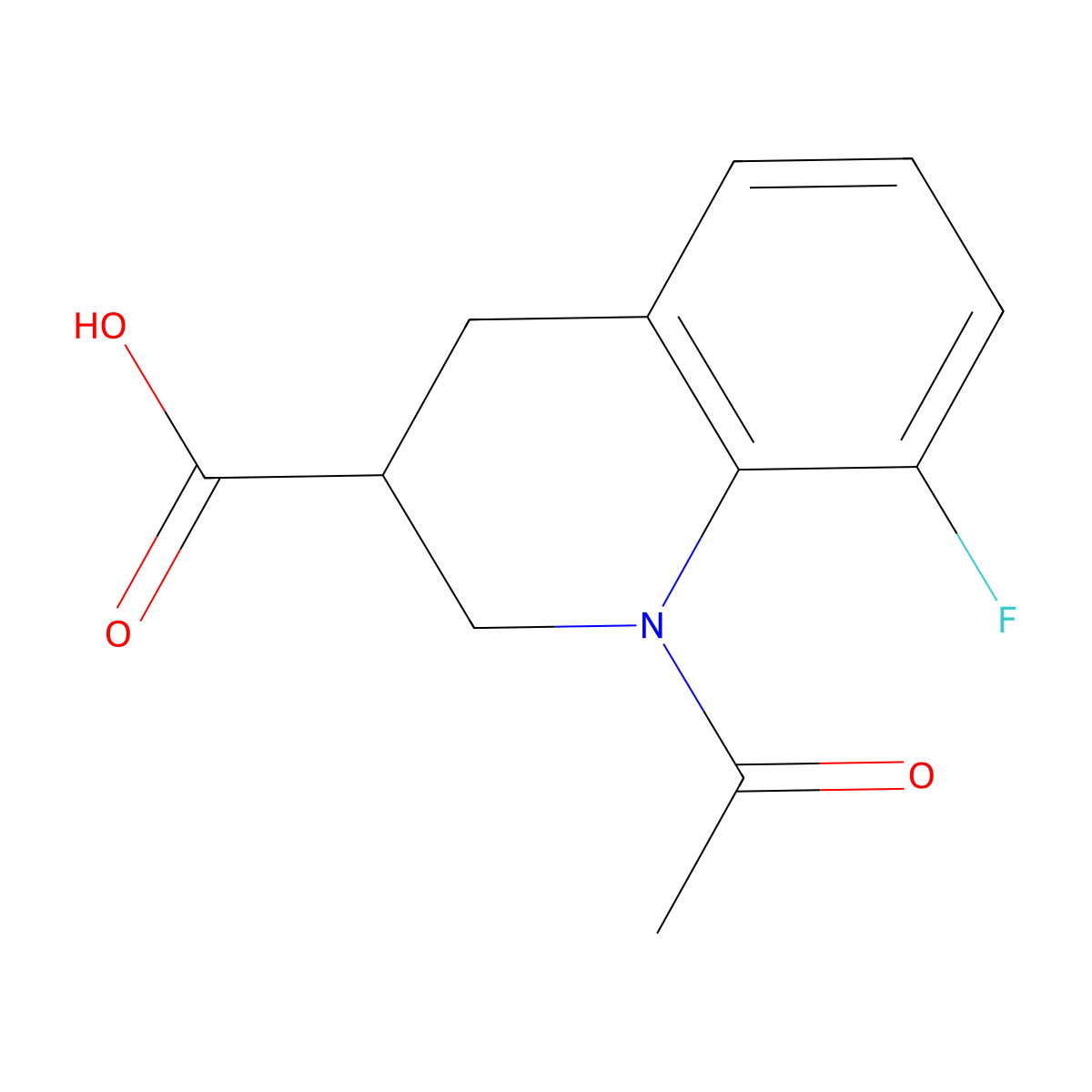 1-Acetyl-8-fluoro-1,2,3,4-tetrahydroquinoline-3-carboxylic acid molecular structure, CAS 1525575-81-8