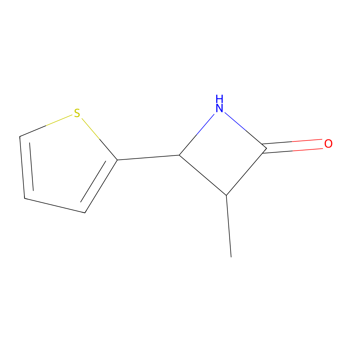3-Methyl-4-(thiophen-2-yl)azetidin-2-one molecular structure, CAS 1525585-55-0