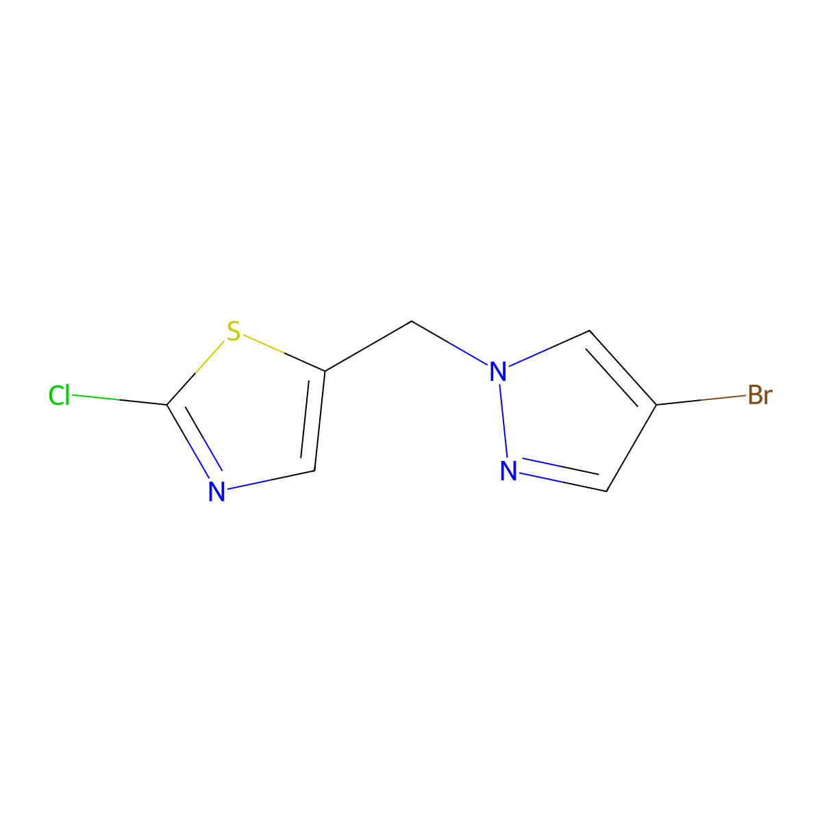 5-[(4-bromo-1H-pyrazol-1-yl)methyl]-2-chloro-1,3-thiazole molecular structure, CAS 1525598-55-3