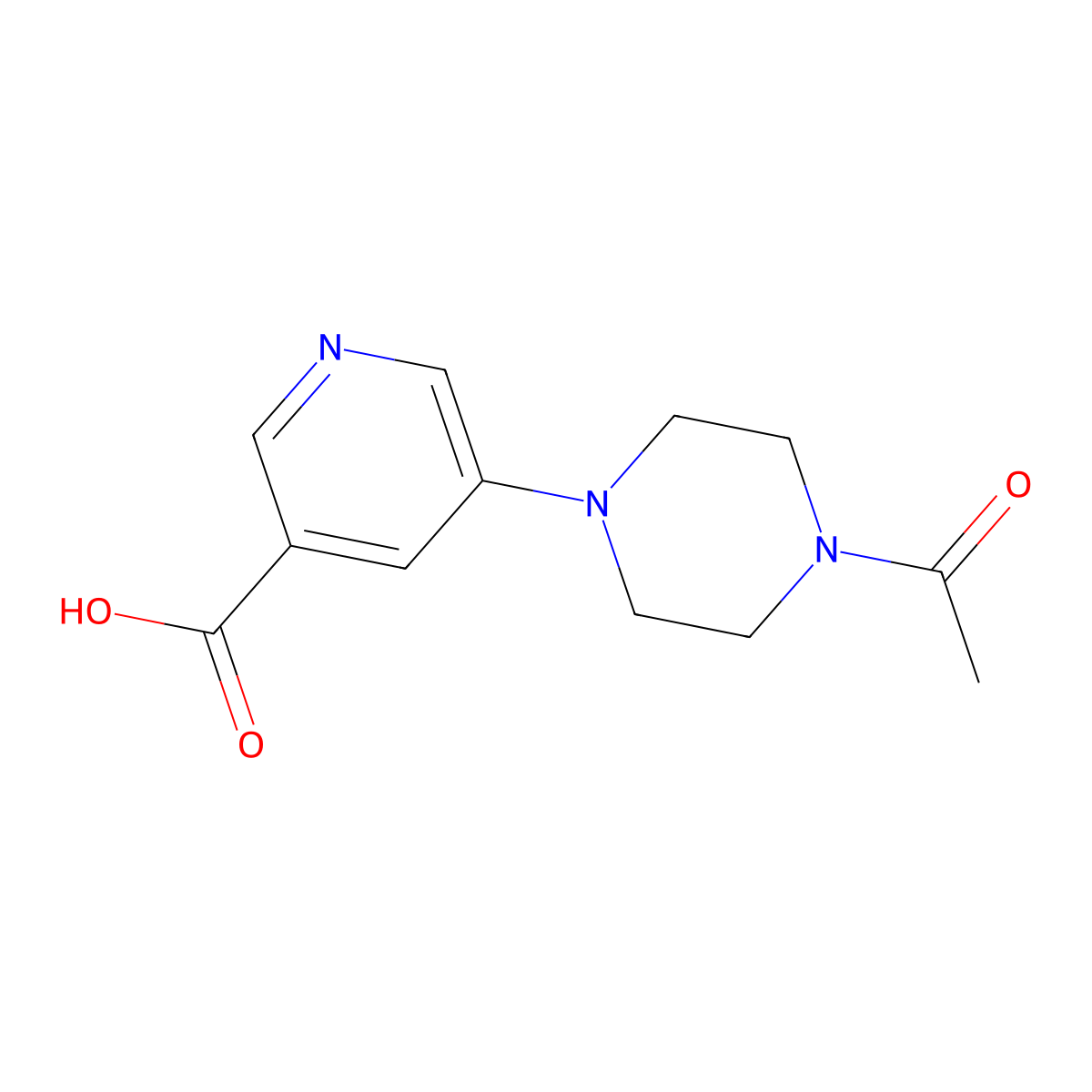 5-(4-Acetylpiperazin-1-yl)pyridine-3-carboxylic acid molecular structure, CAS 1525601-12-0