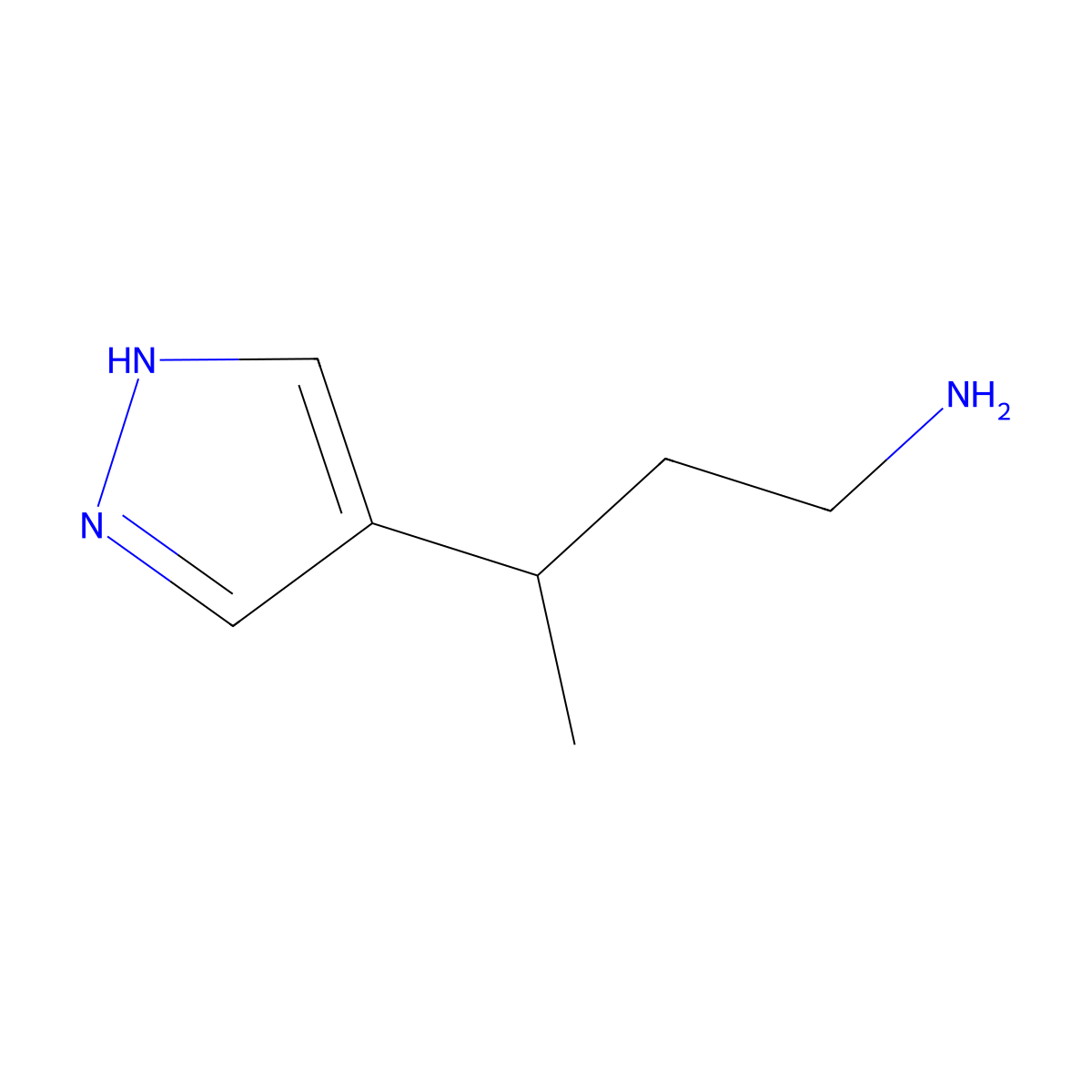 3-(1H-pyrazol-4-yl)butan-1-amine molecular structure, CAS 1525613-15-3
