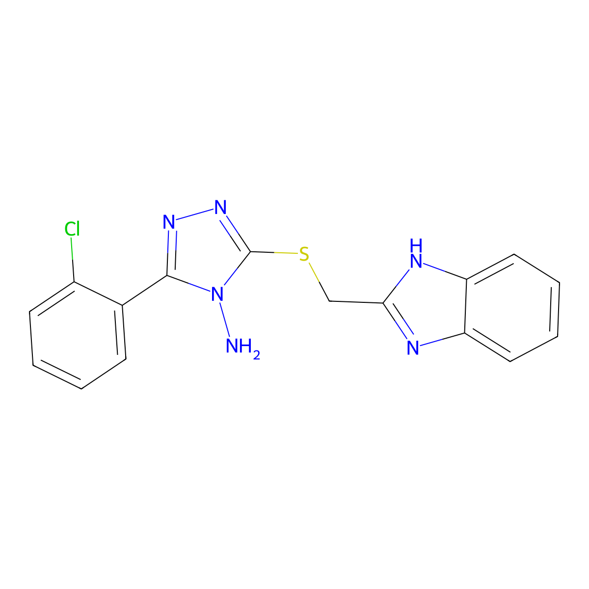 3-[(1H-benzimidazol-2-ylmethyl)sulfanyl]-5-(2-chlorophenyl)-4H-1,2,4-triazol-4-amine molecular structure, CAS 152562-59-9