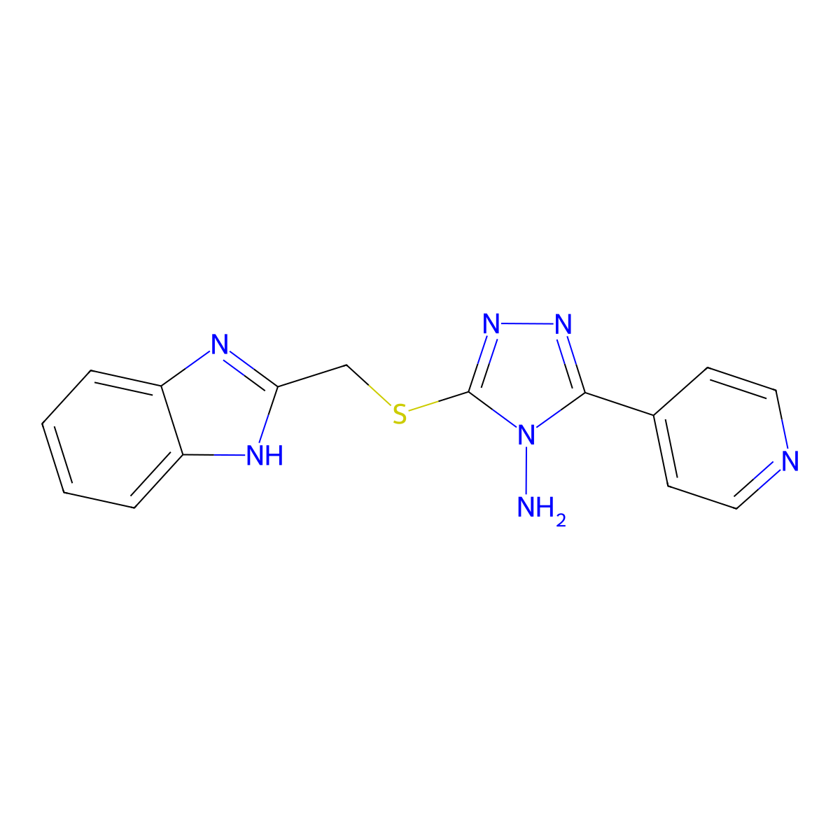 3-(1H-benzimidazol-2-ylmethylsulfanyl)-5-pyridin-4-yl-1,2,4-triazol-4-amine molecular structure, CAS 152562-61-3