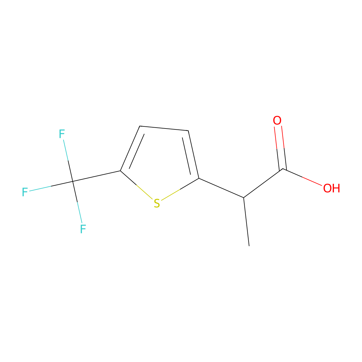 2-[5-(Trifluoromethyl)thiophen-2-yl]propanoic acid molecular structure, CAS 1525630-77-6